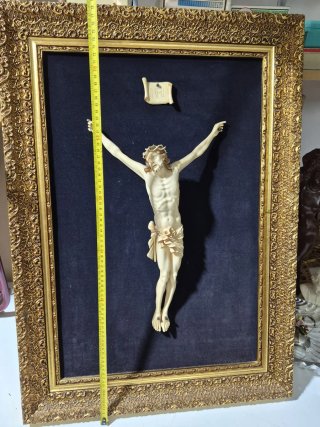 Cuadro Crucifijo Beige y Dorado