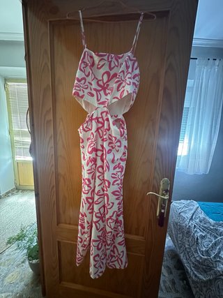 Vestido Mango rosa y blanco