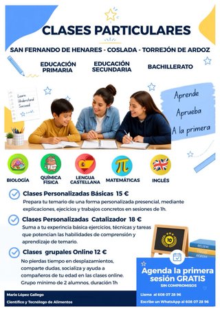 Clases de apoyo Contacto (Mario): 608 07 28 96