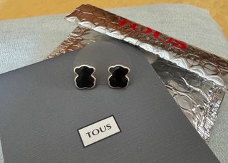 Pendientes Tous Oso Plata y Ónix