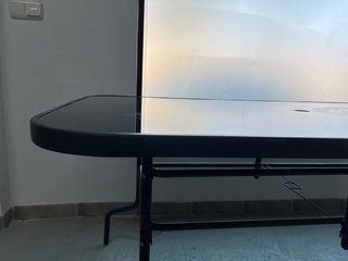 Mesa de terraza cristal y metal