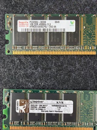 2x Memoria RAM DDR 1 GB PC3200 (400 MHz) para PC