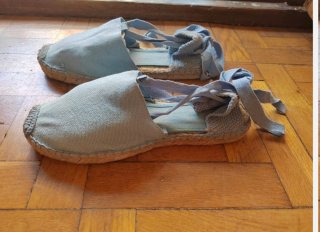 Alpargatas esparto niña cintas azules talla 35