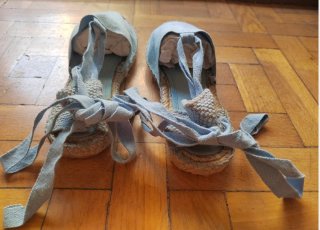 Alpargatas esparto niña cintas azules talla 35