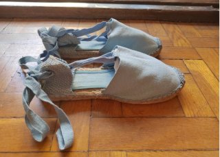Alpargatas esparto niña cintas azules talla 35