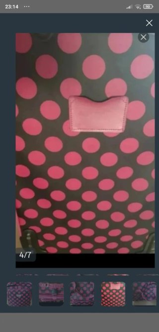 Maleta y bolsa de mano lunares