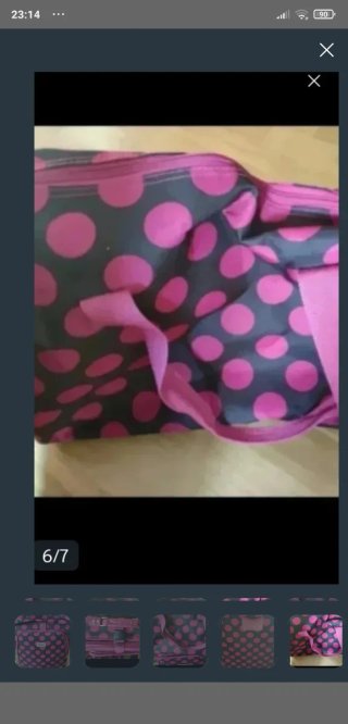 Maleta y bolsa de mano lunares