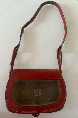 Bolso Loewe Vintage Marrón y Verde Oliva
