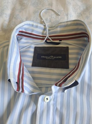 Camisa Thomas Allend Rayas Azul y Blanco