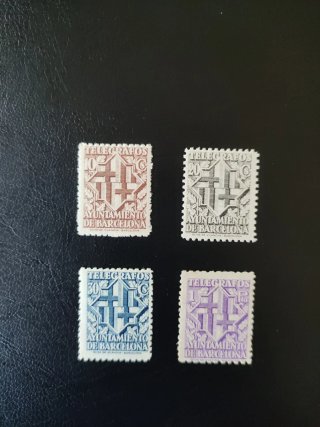 Sellos Telégrafos Ayuntamiento Barcelona 1941