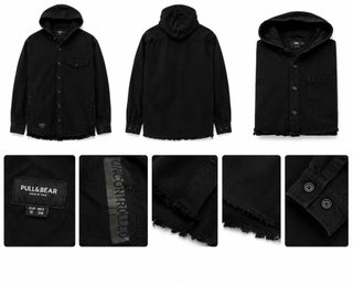 Chaqueta con capucha Pull&Bear Negra Talla S