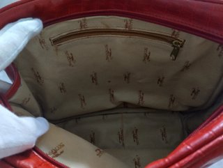 Bolso vintage piel efecto cocodrilo rojo