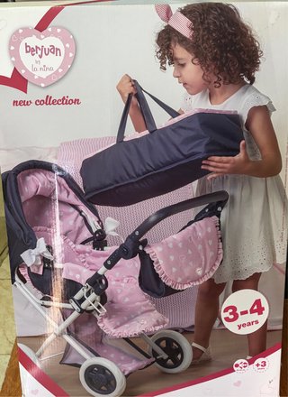 Carrello per bambole Berjuan 3x1 blu e rosa
