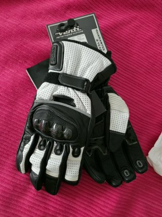 Guanti Moto Pelle Venti XXL Neri Bianchi