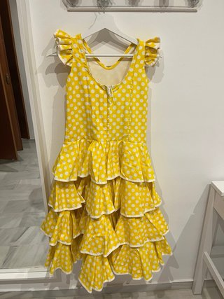 Traje Flamenca Niña Amarillo Lunares