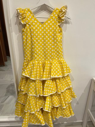 Traje Flamenca Niña Amarillo Lunares