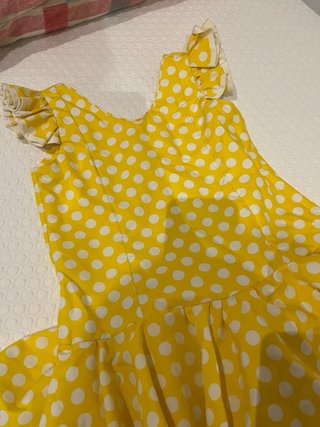 Traje Flamenca Niña Amarillo Lunares