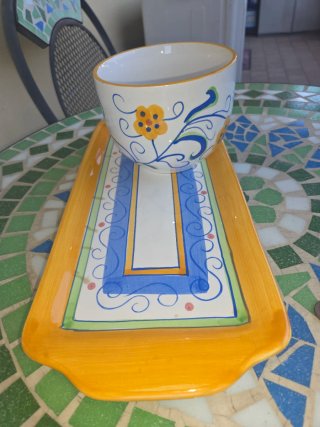 Set Tazza Grande con Vassoio Ceramica