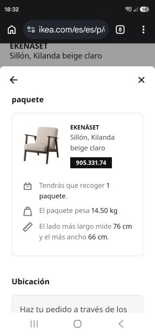 Butaca Ekenaset Ikea kilanda beige claro NUEVA