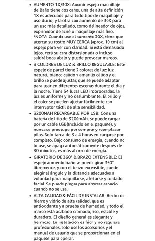 Espejo Maquillaje con Luz 20XAumento Auxmir