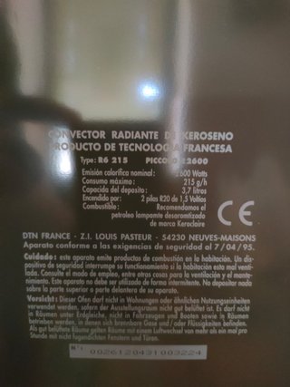 Estufa de parafina PICCOLO
