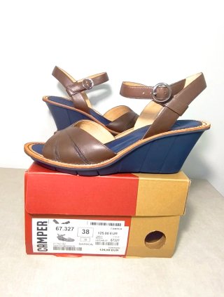 Camper Cuñas Piel Marrón Talla 38