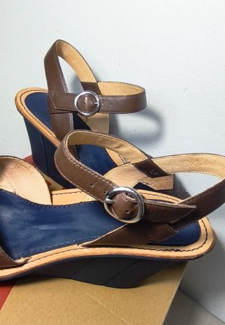 Camper Cuñas Piel Marrón Talla 38