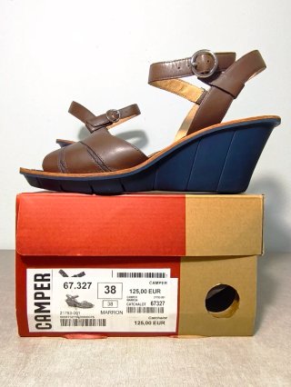 Camper Cuñas Piel Marrón Talla 38