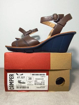 Camper Cuñas Piel Marrón Talla 38