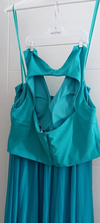 Vestido largo verde azulado