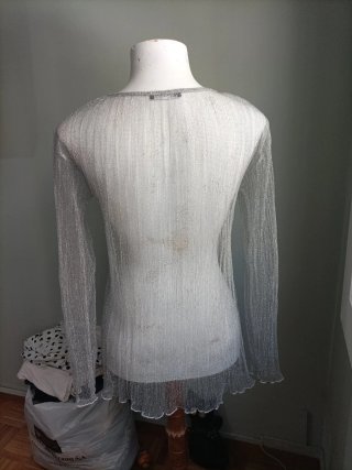 Camiseta plateada brillante talla única M