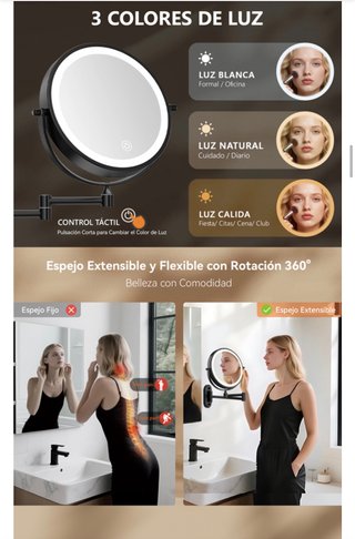 Espejo Maquillaje con Luz 20XAumento Auxmir