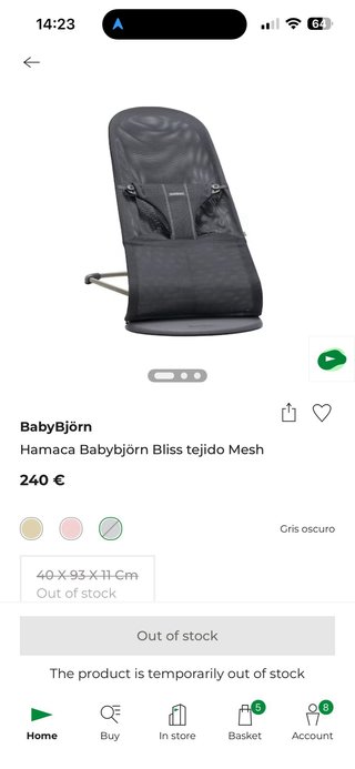 Hamaca Babybjörn con juguete