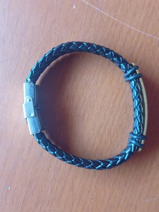 Pulsera trenzada cuero y metal