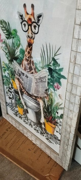 Quadro Decorativo Bagno Giraffa Invecchiato