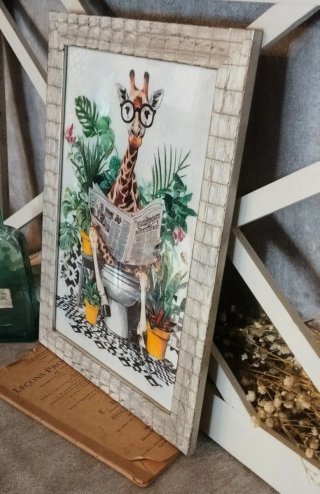 Quadro Decorativo Bagno Giraffa Invecchiato