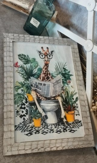 Quadro Decorativo Bagno Giraffa Invecchiato