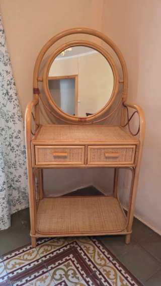 Dormitorio completo de mimbre