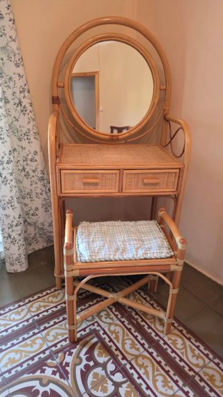 Dormitorio completo de mimbre
