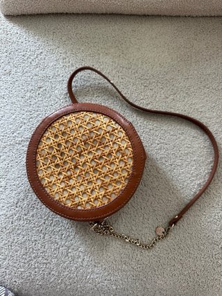 Bolso Gloria Ortiz piel y ratán redondo
