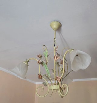 Lámpara de techo floral beige y verde