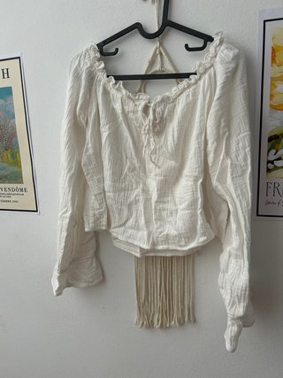 Blusa romántica blanca manga larga