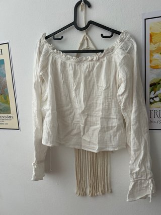 Blusa romántica blanca manga larga