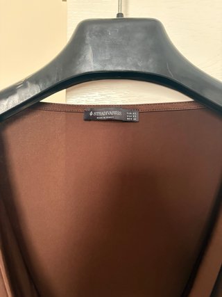 Blusa marrón manga larga drapeada