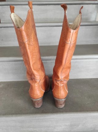 Stivali texani vintage Janet & Janet color cognac