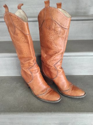 Stivali texani vintage Janet & Janet color cognac