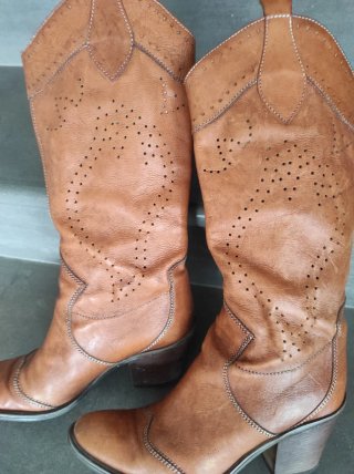 Stivali texani vintage Janet & Janet color cognac