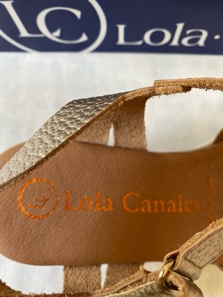 Sandalias Lola Canales Piel T37 Doradas/Plateadas