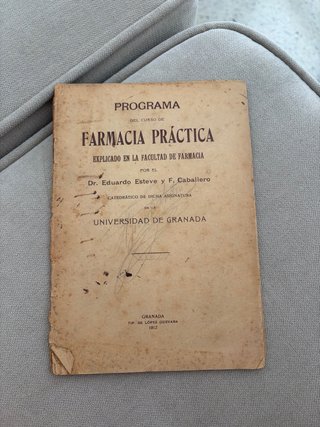 Programa Farmacia Práctica 1912 Granada
