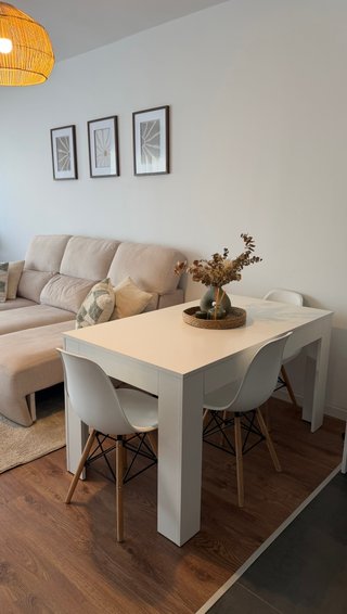 Mesa comedor extensible madera blanca